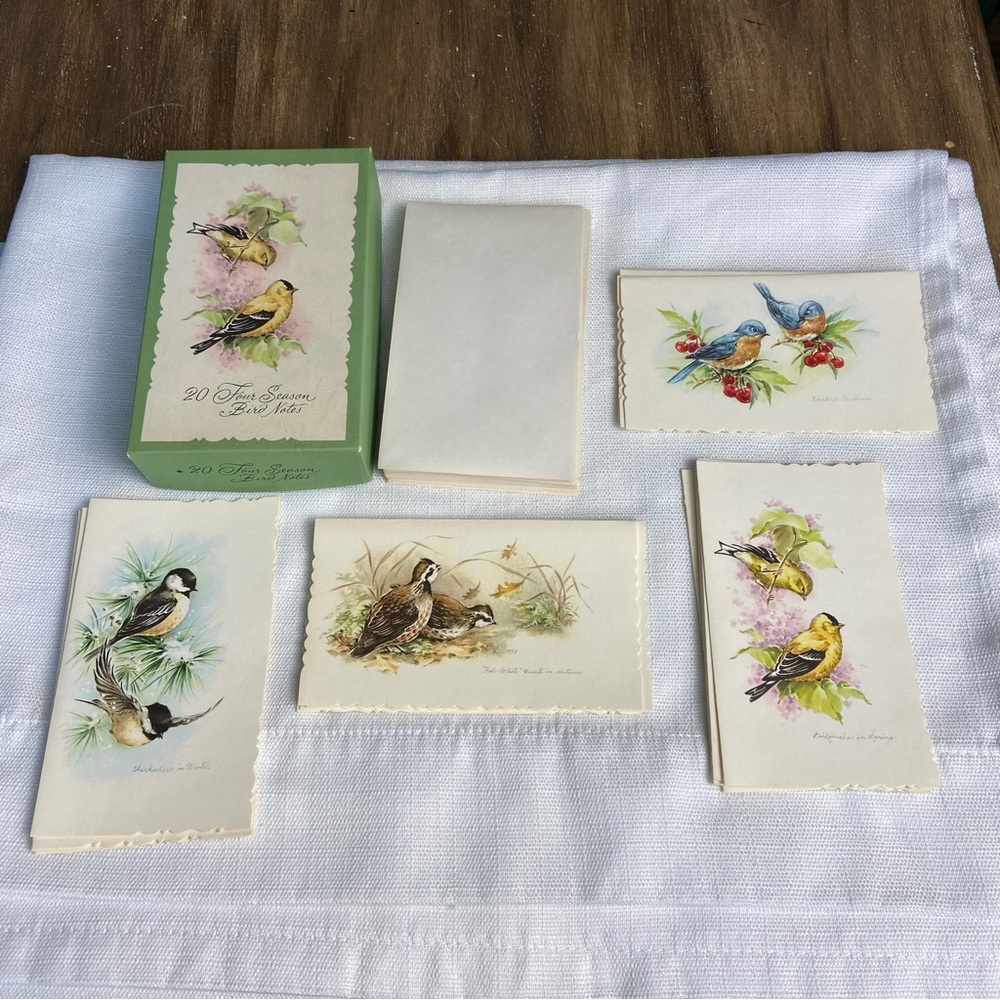 Vintage Bird Illustration Note Cards 20 With Envelopes Vtg